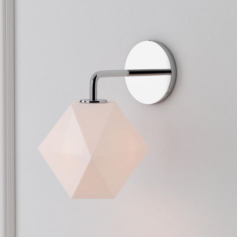 Sculptural Glass Faceted Sconce - Milk | West Elm Mini Milk, Contemporary Wall Sconces, Metal Canopy, Modern Wall Sconces, Lighting Guide, Room Planning, Furniture Deals, Led Light Bulb, West Elm