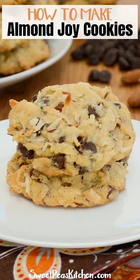 Recipe For Almond Joy Cookies, Key Lime Cookies, Awesome Cookies, Joy Cookies, Iced Oatmeal Cookies, Almond Joy Cookies, Almond Crunch, Caramel Chocolate Chip Cookies, Dessert Recipies