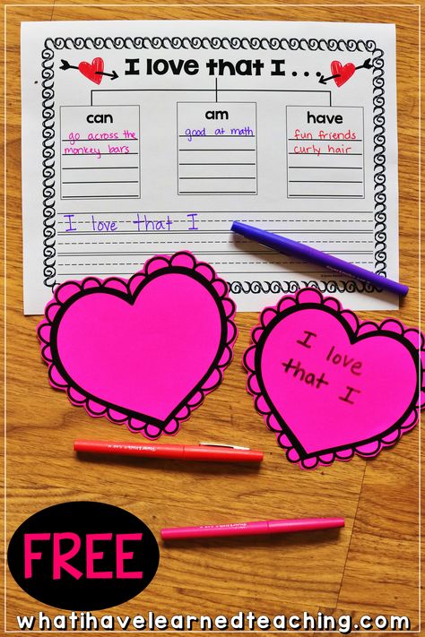 Valentine\'s Day Classroom Activity Valentine's Writing Activities, Valentines Day Writing First Grade, Love Is Writing Activity, Valentine Counseling Activities, Valentines In Classroom, Valentines Day Crafts For 2nd Grade, Valentine Crafts 1st Grade, Valentines Crafts For Classroom, Parent Valentines From Kids