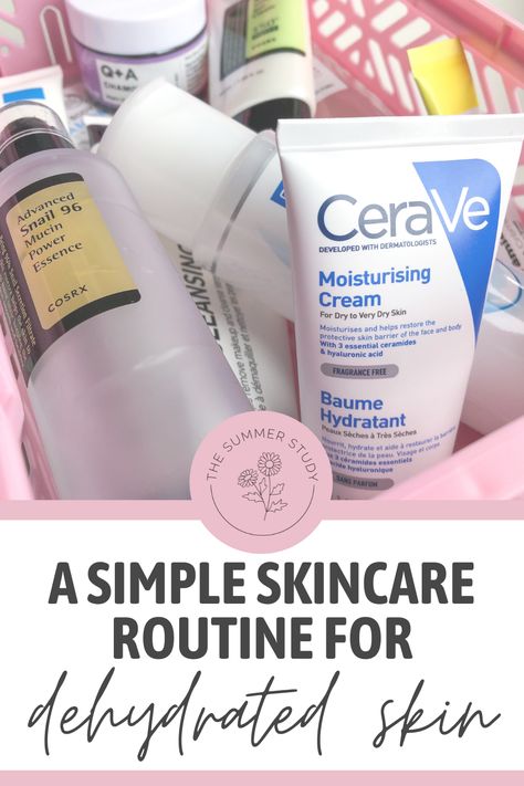 Skin Care Routine For Dehydrated Skin, Dehydrated Face Skin Tips, Skin Care For Dehydrated Skin, Dry Dehydrated Skin Routine, Skincare For Dehydrated Skin, Dehydrated Skin Care Routine, Dehydrated Face, Dry Skin Face Mask, Summer Study