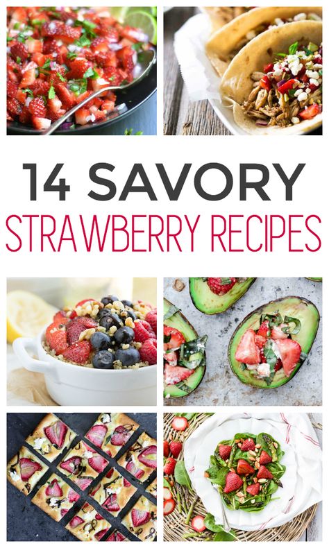 Strawberry Meal Ideas, Dinner With Strawberries, Savoury Strawberry Recipes, Strawberry Lunch Ideas, Unique Strawberry Recipes, Strawberry Savory Recipes, Savory Berry Recipes, Strawberry Side Dish, Strawberry Recipes Savory