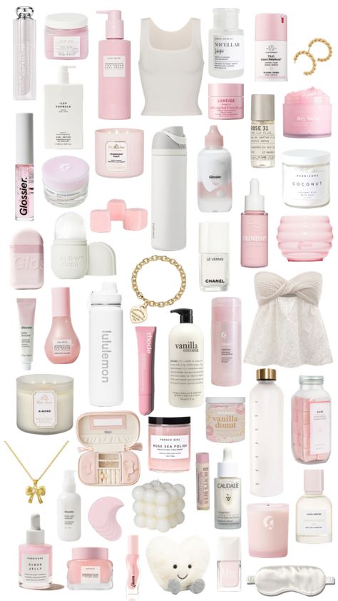 girls just wanna love baby pink 🤍🩷 #ilovepink! Pink Wishlist Aesthetic, Pink Gifts Aesthetic, Pink Wishlist Ideas, Christmas Present Ideas For Women, Coquette Christmas Gifts, Pink Christmas Wishlist, Girly Presents, Pink Christmas Presents, Pink Skincare Products