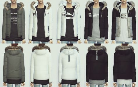 KK's Sims4 — TS4 KK Fur Hood Jumper 10Set T-E (male) EA Mesh... Sims 4 Male, Male Hoodie, Sims 4 Black Hair, The Sims 4 Skin, Sims 4 Cc Kids Clothing, Clothing Male, Fur Hood Jacket, Fur Hoodie, Sims 4 Update