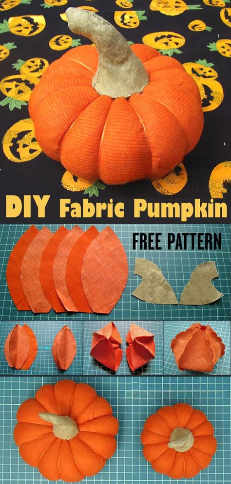 DIY Fabric Pumpkins. Free Pattern & Tutorial Fabric Pumpkin Sewing Pattern, Free Fabric Pumpkin Sewing Pattern, Plush Pumpkin Pattern, Fabric Pumpkins Diy Free Pattern No Sew Projects, Sewing Pumpkin Pattern, Easy Fabric Pumpkins Diy Free Pattern, Stuffed Fabric Pumpkins Diy, Large Fabric Pumpkins Diy Free Pattern, Cloth Pumpkin Pattern