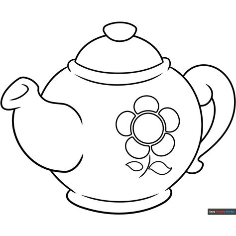 Free Easy Tea Pot Coloring Page for Kids Tea Pot Coloring Page, Teacup Template, Teapot Drawing, Easy Drawing Guides, Kids Tea Party, Easy Teas, Free Printable Coloring Sheets, Drawing Guides, Kids Print