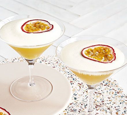 Alcohol-free passion fruit martini Passion Fruit Martini, Fruit Martini, Sparkling Grape Juice, Martini Recipe, Non Alcoholic Cocktails, Alcoholic Cocktails, Bbc Good Food, Fruit Cocktails, Mocktail Recipe