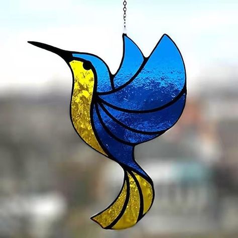 Hummingbird Suncatcher, Spectrum Glass, Window Stained, Glass Hummingbird, Support Ukraine, Stained Glass Bird, Stained Glass Birds, Iron Art, Glass Birds