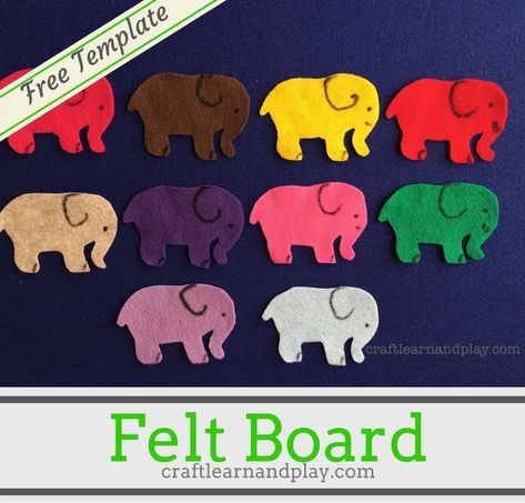 Neat story rhyme for kids with colorful elephants and free printable to make your own felt stories for many plays. Easy Felt Board Stories, Flannel Story Templates Free Printables, Flannel Board Stories Preschool, Felt Story Boards Ideas, Prek Storytime, Feltboard Stories, Felt Board Templates, Flannel Ideas, Diy Felt Board