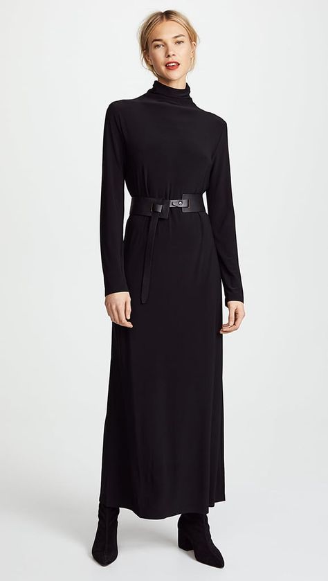 Turtleneck Maxi Dress, Norma Kamali Dress, Fall Maxi, Fall Fashion Dresses, Maxi Dress Outfit, Maxi Dresses Fall, Timeless Dress, Black Outfits, Maxi Dress Online