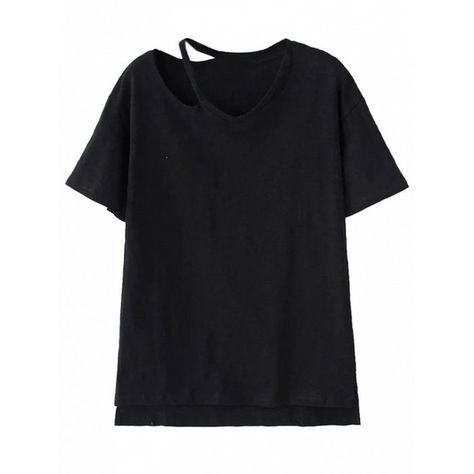 Choies Black Ripped Short Sleeve T-shirt ($15) ❤ liked on Polyvore featuring tops, t-shirts, shirts, black, destroyed t shirt, short-sleeve shirt, short sleeve shirts, destroyed tee and destroyed shirt Black Ripped Shorts, Ripped Tee, Destroyed T Shirt, Ripped Top, Ripped Shirts, Ripped Tshirt, Distressed Shirt, Ripped Shorts, Shirts Black