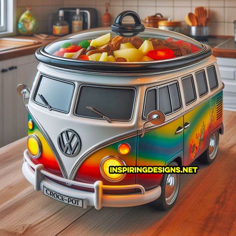 These Volkswagen Bus Slow Cookers Will Make You A Hit At Your Next Potluck Patio Bathroom, Vw Ideas, Volkswagen Type 2, Potluck Party, Groovy Vibes, Retro Appliances, Vintage Vw Bus, Kitchen Help, Classic Volkswagen