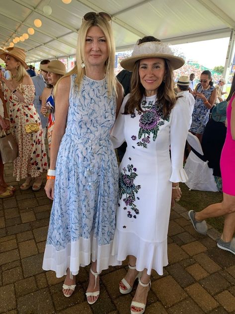 Fashions with Flowers At The Hampton Classic Horse Show Hampton Classic Horse Show, The Hamptons Fashion, Kelly Bensimon, Hamptons Fashion, Pretty Floral Dress, Tory Burch Dress, Floral Hat, Raspberry Color, Dolce Gabbana Dress