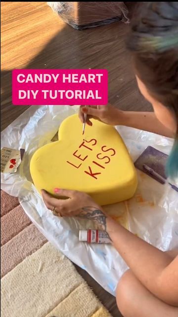 Tay BeepBoop | DIY QUEEN on Instagram: "Full tutorial! a very fun DIY project 🍭 if you want to give it a try yourself all the supplies needed are linked in my story rn! #diy #homedecor #fakefood" Candy Heart Decor Diy, Fake Food Home Decor, Diy Maximalist Home Decor, Fake Food Decorations Diy, Diy Fun Home Decor, Diy Cute Decor, Fun Diy Home Decor Projects, Quirky Diy Home Decor, Quirky Furniture Diy