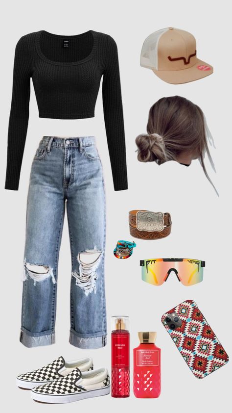 #country #outfitinspo Simple Fair Outfits, Western Outfit Inspo Summer, Casual Southern Outfits, Basic Country Outfits, Amazon Western Outfits, Summer Country Girl Outfits, Simple Rodeo Outfits For Women, Modern Western Outfits, Simple Country Outfits