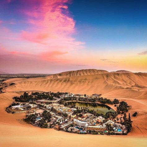 Huacachina Oasis ubicado en Ica ,  a unas 4h de la ciudad de Lima 🏜 Oasis America, Huacachina Peru, Peru Beaches, Inca Trails, Vacation Deals, Peru Travel, Adventure Tours, Incredible Places, Machu Picchu