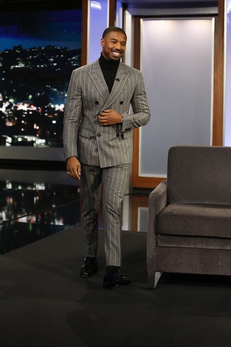 In Case You Missed It: Michael B. Jordan On Jimmy Kimmel Live Michael B Jordan Suit, Michael B Jordan Outfits, Michael B Jordan Style, Black Men In Suits, Michael Bakari Jordan, Wardrobe Revamp, Men In Suits, Suits And Sneakers, Fit Board