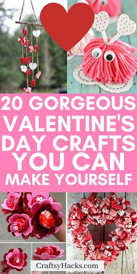 Crafts For Valentines Day For Adults, Crafts Valentines Day Kids, Easy Valentine Day Crafts, Valentines Crafts Middle School, Valentine Gift Diy Creative, Simple Valentines Crafts, Homemade Valentines Crafts, Fun Valentines Day Crafts, Kids Crafts For Valentines Day