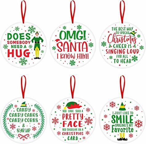 Amazon.com: Buddy The Elf Christmas Ornaments, 6 Pcs Funny Elf Holiday Tree Hanging Ornaments, Christmas Movie Collection Elf Merchandise Gift, Cute Christmas Home Decorations, Novelty Xmas Gifts for Women Men : Home & Kitchen Christmas Movies Ornaments, Elf Christmas Tree Theme, Buddy The Elf Christmas Ornaments Diy, Diy Elf Movie Decorations, Buddy The Elf Sayings, Buddy The Elf Christmas Card, Elf Christmas Ornaments Diy, Buddy The Elf Themed Christmas Tree, Elf Christmas Decorations Diy