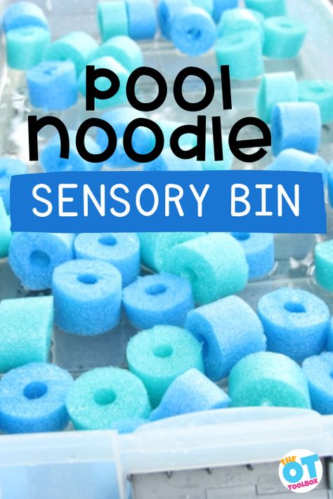 This pool noodle sensory bin is a fun way to develop hand-eye coordination, motor planning, fine motor skills, and more! Pool Noodle Sensory Bin, Noodle Sensory Play, Pool Noodle Occupational Therapy, Noodle Sensory Bin, Colored Spaghetti Noodles Sensory Play, How To Dye Noodles For Sensory Play, Sister Thoughts, Sensory Bin Ideas, Swamp Water