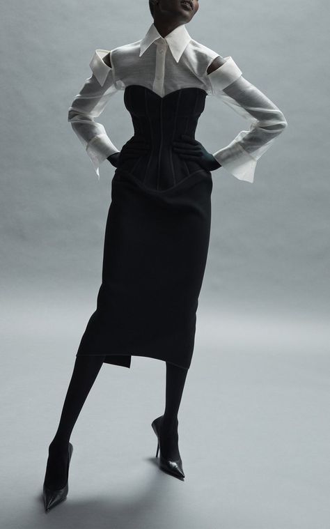 Women's Maticevski Fall/winter 2022 Collection | Moda Operandi 90s Fashion Couture, Women Fashion Winter 2022, French Fashion Women Outfits, Black Coutour Dresses, High Fashion Fitted Black Dress, Little Black Dress Aesthetic, High Fashion Goth Haute Couture, Avant-garde Fitted Black Dress, Maticevski 2022