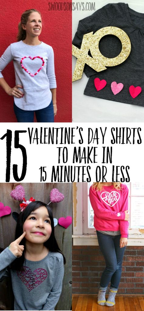 Get crafty with one of these creative DIY Valentine's Day shirts! Fun and fast tutorials that will be perfect for the holiday of love. All sorts of Valentine's Day crafts to make a unique shirt. Valentines Shirts For Kids, Diy Valentine's Shirts, Valentines Sewing, Valentines Day T Shirts, Heart Sewing, Easy Diy Valentines, Kids Valentines Shirts, Valentines Shirts, Diy Valentines Day