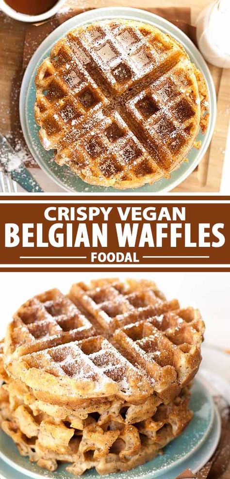 Vegan Belgian Waffle Recipe, Dairy Free Waffles, Belgian Waffles Recipe, Vegan Waffles, Usa Food, Waffle Recipe, Vegan Brunch, Breakfast Waffles, Tofu Scramble