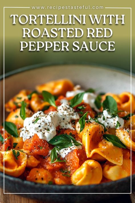 This creamy and vibrant tortellini dish features a luscious roasted red pepper sauce that is both flavorful and satisfying. Topped with fresh burrata and basil, it's perfect for a quick weeknight dinner or a special occasion. Roasted Red Pepper Sauce, Creamy Pasta Dishes, Red Pepper Sauce, Roasted Red Pepper, Quick Weeknight Dinners, Quick Weeknight Meals, Creamy Pasta, Pasta Dish, Pepper Sauce