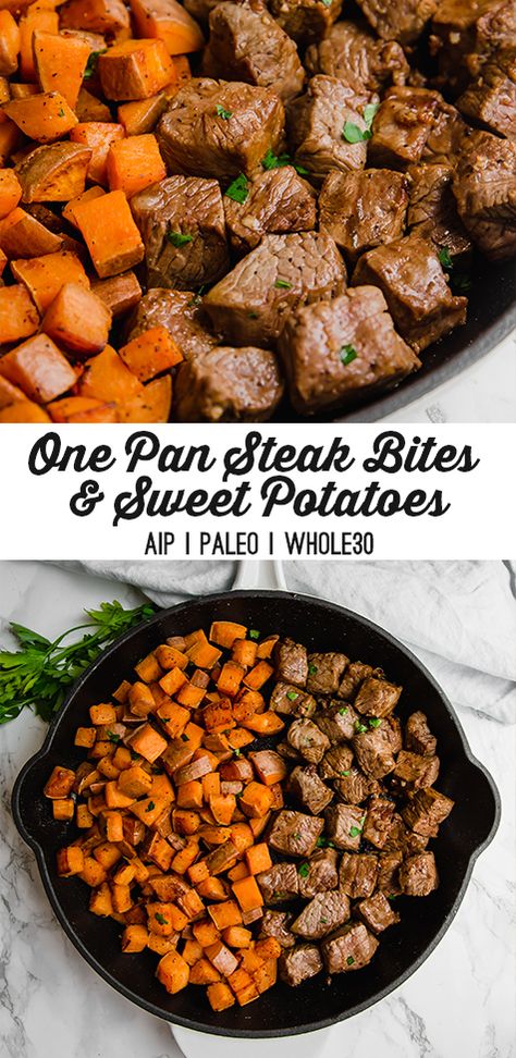 Unbound Wellness, Pan Steak, Steak Bites, Recipe 30, Paleo Whole 30, One Pan Meals, Unhealthy Food, Cast Iron Skillet, One Pan