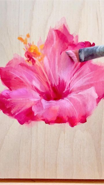 Painting Of Hibiscus Flower, Acrylic Hibiscus Painting, Paint Hibiscus Flower Easy, Painted Hibiscus Flower, How To Paint Hibiscus Flowers Acrylic, Hibiscus Painting Acrylic, Hibiscus Paintings, Hawaiian Flower Painting, Alissa Kari