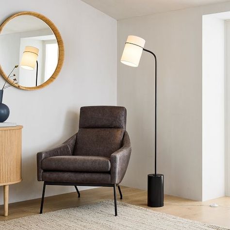 Modern Floor Lamps | West Elm Floor Lamp Contemporary, Floor Lamp Simple, Floor Lamp In Corner, Floor Lamp Living Room Ideas, Living Room Floor Lamp Ideas, Dining Room Floor Lamp, Tall Standing Lamp, Modern Standing Lamps, Room Arrangement