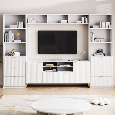 Storage Entertainment Center, Media Storage Cabinet, Entertainment Wall Units, Entertainment Wall, Media Storage, Tv Stands And Entertainment Centers, Living Room Cabinets, Entertainment Space, Living Room Tv