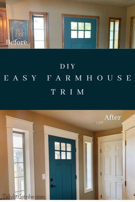 Farmhouse Trim, House Trim, Door Trim, Home Upgrades, Updating House, Painted Doors, Home Reno, Diy Easy, Diy Home Improvement