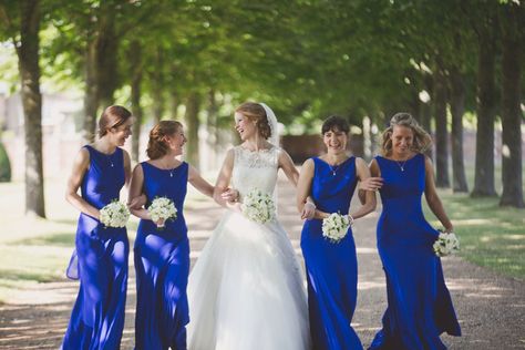 Cobalt Bridesmaid Dresses, Hampton Court Palace Wedding, Blue Gowns, Ghost Dresses, Blue Ghost, Dresses Photography, Wedding Mexico, Wedding Posing, Blue Weddings