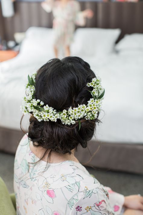 Wax Flowers Wax Flower Crown, Bloom Bar, Casual Bride, Crown Bride, Flower Crown Bride, Buzzed Hair, Wax Flower, Bride Floral, Hair Flowers