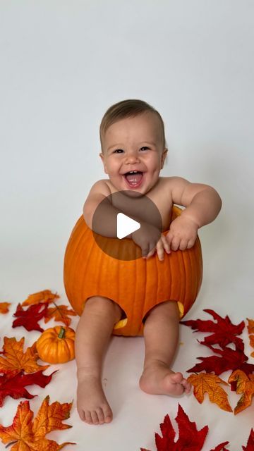 Eugenie🤍 on Instagram: "Happy October 1st!! This is your sign to put your baby in a pumpkin this Fall!🍁🎃🥹🧡 #pumpkinseason #fallphotoshoot #babyinapumpkin #pumpkinphotoshoot #babytok #photoshootideas #baby #cutebaby #cutebabyvideos #instamom #momlife #fyp #fypage #fypシ" How To Cut Pumpkin For Baby To Sit In, Fall Picture Ideas For Babies, Baby In A Pumpkin Photo Ideas, Baby Inside Pumpkin, Baby In Pumpkin Picture, Pumpkin Baby Photoshoot, Babies In Pumpkins, Baby Pumpkin Pictures, Happy October 1st