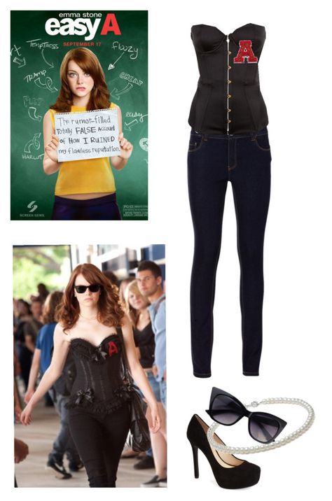 Emma Stone Easy A Costume, Easy A Halloween Costume Emma Stone, Olive Easy A Costume, Olive Penderghast Costume, Easy A Costume Olive, Easy A Outfits Movie, Easy A Olive, Easy A Emma Stone, 2000s Outfits Party