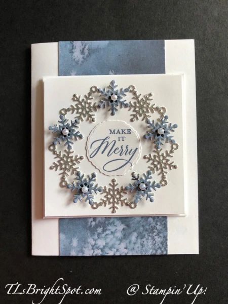 Stampin’ Up! Snowflakes with Wishes All Around – Terry Lynn Bright, Stampin' Up! Demonstrator My Anniversary, Snowflake Wreath, Tri Fold Cards, Snowflake Cards, Homemade Christmas Cards, Stampin Up Christmas, December 2023, Card Tutorial, Homemade Christmas