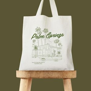 Palm Springs Retro Tote - Custom Beach Tote - Bachelorette Gift Bags - Destination Wedding Tote - Bachelorette Welcome Tote Palm Springs Retro, Bachelorette Gift Bags, Spring Tote, Bachelorette Gift, Wedding Tote, Mesa Az, Packaging Ideas, Bon Bon, Beach Tote