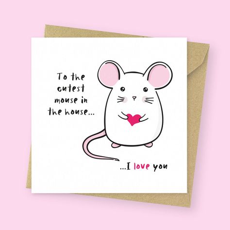 Cutest mouse in the house Valentine's card // Anniversary card for him, for boyfriend, for girlfriend, for fiancé, for husband, for wife Anniversary Card For Boyfriend, Mouse In The House, Anniversary Card For Him, Camping Cards, Anniversary Cards For Boyfriend, Cute Valentines Card, Anniversary Cards For Him, Card For Boyfriend, Cards For Boyfriend