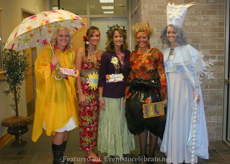 Spring Season Costume, Four Elements Halloween Costume, Spring Costume Ideas, Spring Halloween Costume, Four Seasons Costume, Seasons Costume, Group Halloween Costumes For Work, Season Costumes, 2022 Costumes