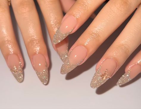 Grad Nails, Rave Nails, Quince Nails, Glitter Tips, Color Melon, Dream Reality, Tapered Square Nails, Prom 2023, Elegant Nail Art