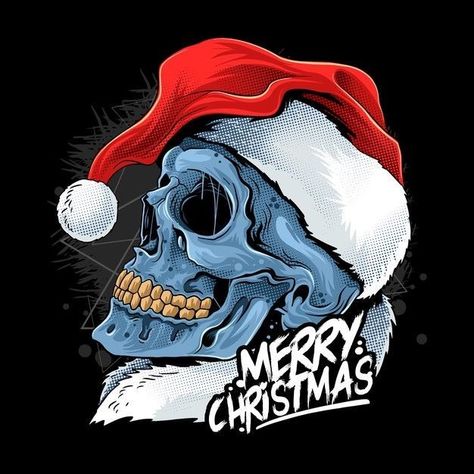 December Design, Holiday Horror, Evil Face, Human Illustration, Santa Clipart, Christmas Skull, Scary Skeleton, Printable Heat Transfer Vinyl, Christmas Horror