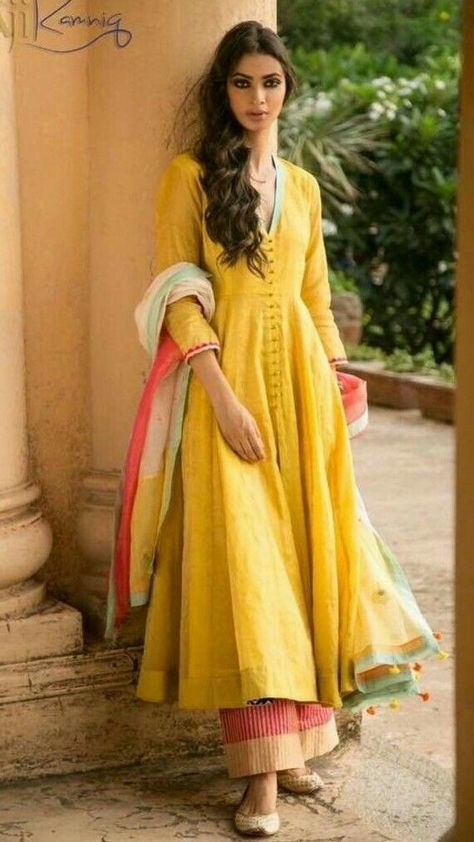 Matsya💕 Anarkali With Palazzo, Chudidhar Designs, Kurta With Sharara, Outfits To Try, Nikkah Dress, Indian Designer Suits, Indian Look, Salwar Kamiz, Ethnic Outfits