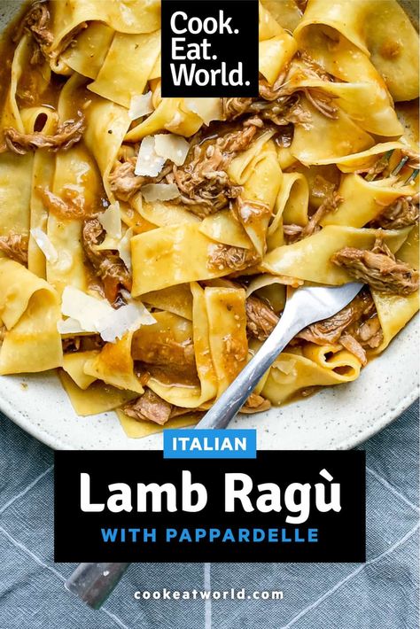 Lamb Ragu Recipe, Ragu With Pappardelle, Lamb Pasta, Lamb Casserole, Lamb Ragu, Sauce For Pasta, Ragu Recipe, Slow Cooked Lamb, Italian Recipe