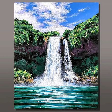 Waterfall Landscape Acrylic Painting | art, artist, art of painting, waterfall | Waterfall Landscape Acrylic Painting #art #artist #artwork #acrylic #painting #eldrawingarts #acrylicpainting #waterfallpainting | By El Drawing Arts | Facebook Landscape Acrylic Painting, Art Of Painting, Drawing Arts, Waterfall Paintings, Landscape Acrylic, Artwork Acrylic, Waterfall Landscape, Nature Paintings, Artist Artwork