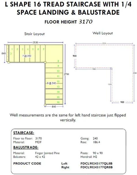 L Stairs With Landing, L Shaped Stairs With Landing, Shed Stairs, L Shape Staircase, L Shape Stairs, L Shaped Staircase, California Bungalow Interior, Stairs Floor Plan, Staircase Balustrade