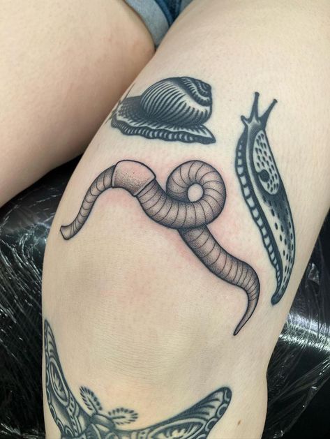 Earth Worm Tattoo, Earthworm Tattoo, Pill Bug Tattoo, Rollie Pollie Tattoo, Worm Tattoo, Bug Tattoo Ideas, Caterpillar Tattoo, Cool Tattoos For Girls, Hipster Tattoo