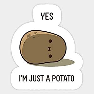 "Yes" cute cartoon potato lying on side, "I'm just a potato" I Am A Potato, Im A Potato, Potato Quotes, Potato Sticker, Yes Sticker, Kawaii Potato, Cute Potato, Sticker Graphic, Vinyl Bumper Stickers