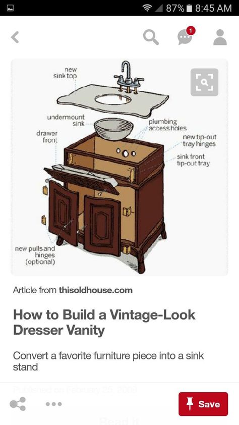 Vintage Toilet, Diy Bathroom Vanity, Dresser Vanity, Diy Vanity, Diy Boho, This Old House, Old Dressers, Trendy Bathroom, Vintage Dressers