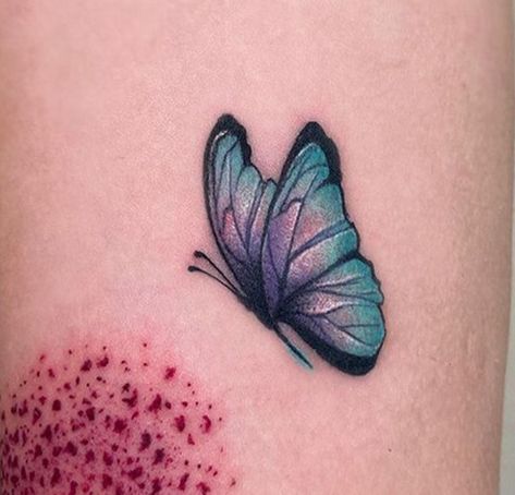 Blue Butterfly Tattoo Butterfly Tattoo Blue And Purple, Sitting Butterfly Tattoo, Blue And Red Butterfly Tattoo, Teal And Purple Butterfly Tattoo, Blue Green Butterfly Tattoo, Turquoise Butterfly Tattoo, Watercolour Tattoo Designs, Pink And Blue Butterfly Tattoo, Teal Butterfly Tattoo